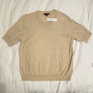 J. Crew beige silk blend crewneck sweater